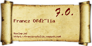 Francz Ofélia névjegykártya